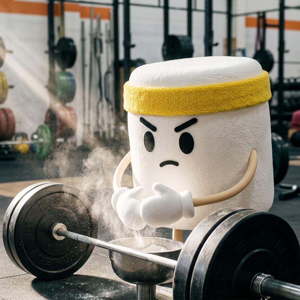 Mal chalking up at the barbell